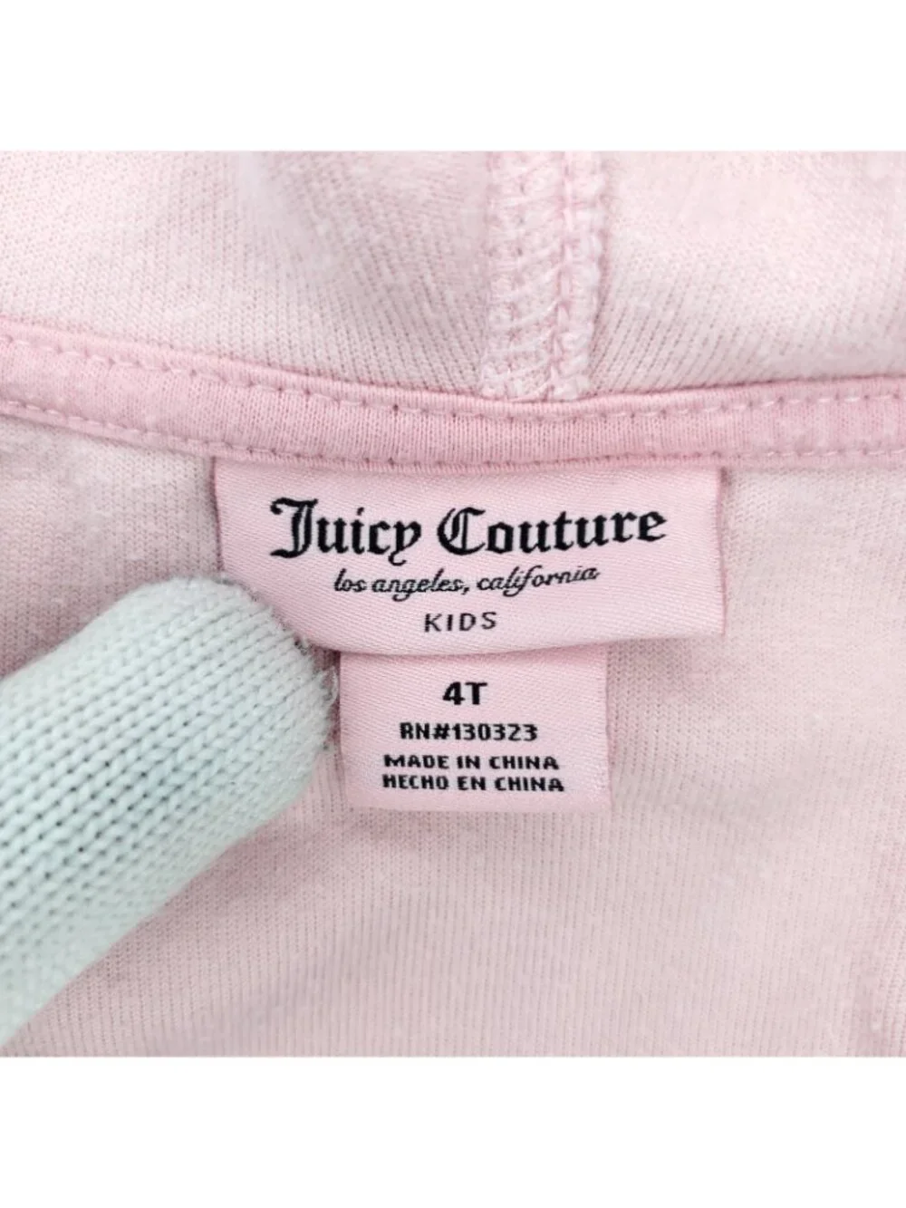 Juicy Couture Hoodie Sweatshirt Girls 4T Pink Velour Track Jacket Full Zip-up